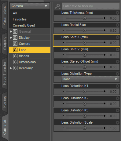 daz studio camera lens