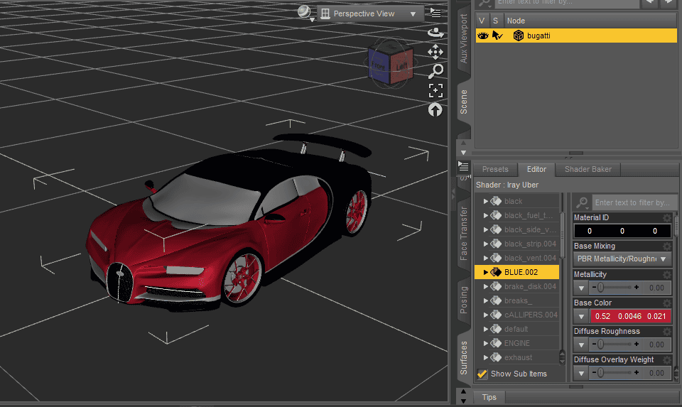 daz studio car material editor