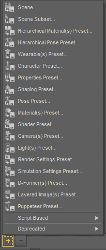 daz studio character presets