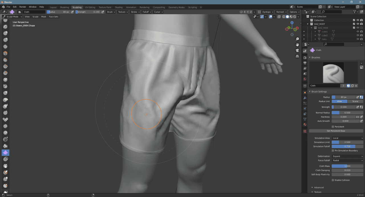 daz studio clothes edit in blender
