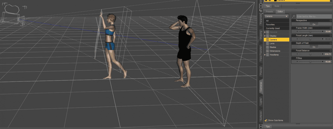 daz studio configuring focal distance and f/stop parameters