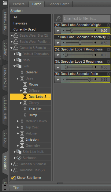 daz studio dual lobe specular