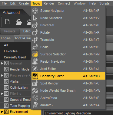 daz studio geometry editor