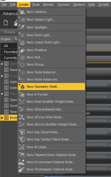 daz studio geometry shell
