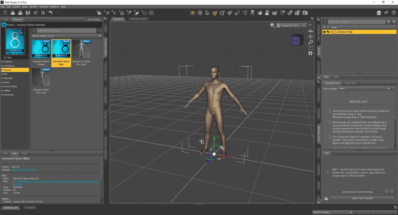how to use daz3d to add a genesis character to the scene