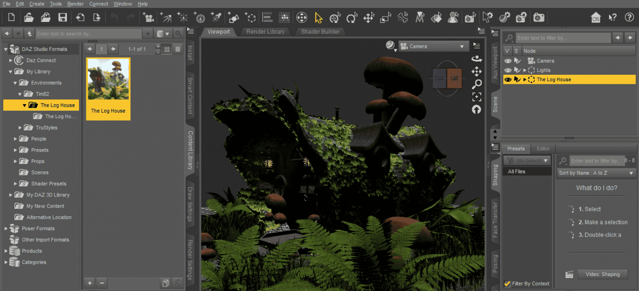 log house opened inside the daz studio