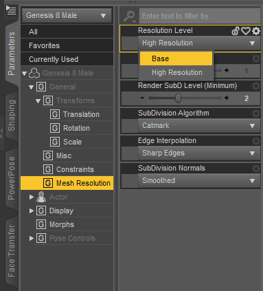 daz studio mesh resolution