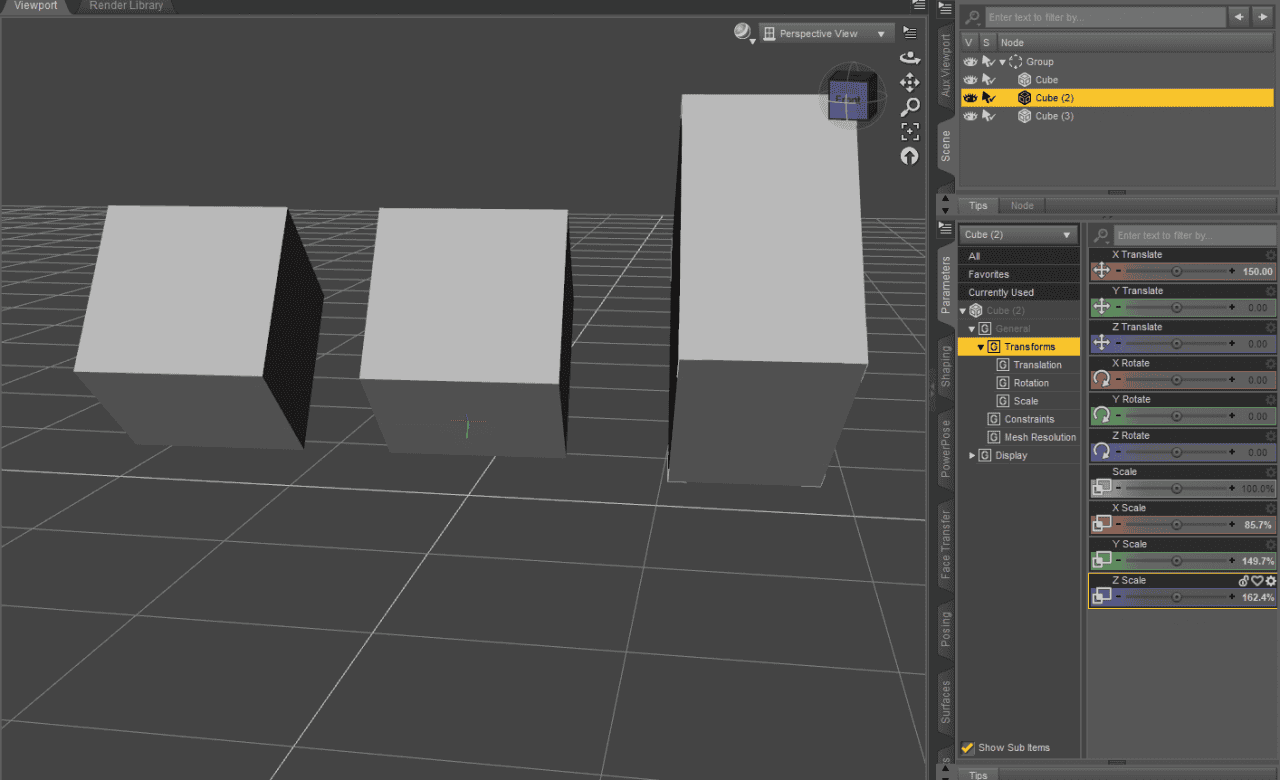 daz studio moving grouped objects