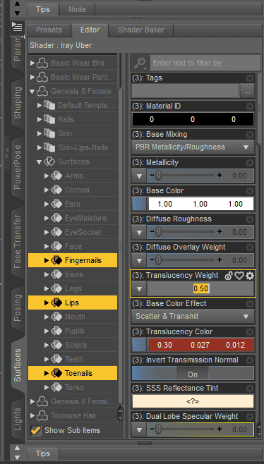 daz studio nails and lips color