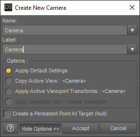 daz studio new camera options
