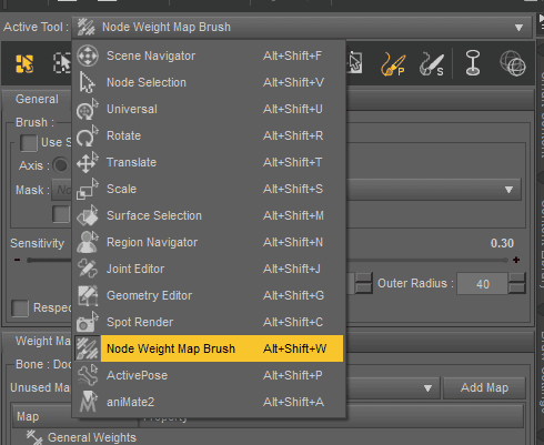 daz studio node weight map brush