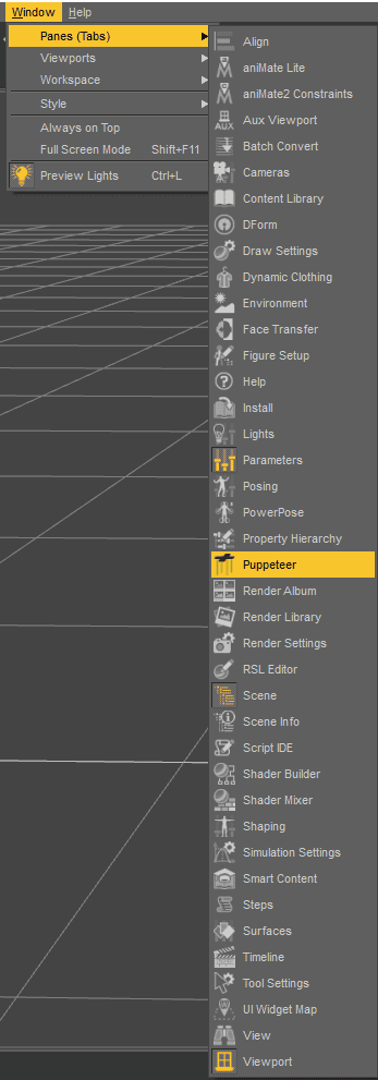 opening puppeteer in daz