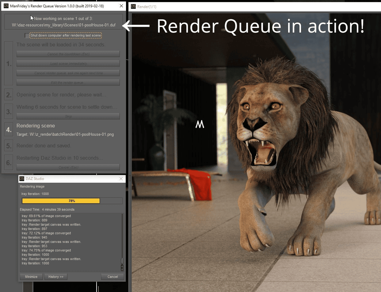 daz studio render queue add on