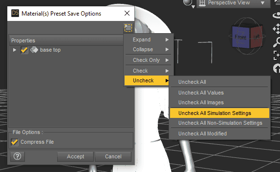 daz studio save material preset without dforce settings