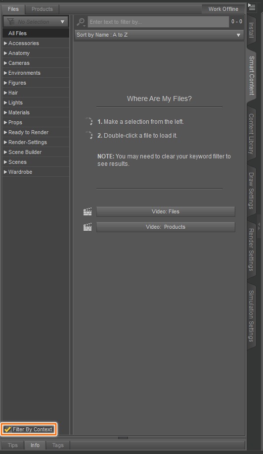 daz studio smart content area