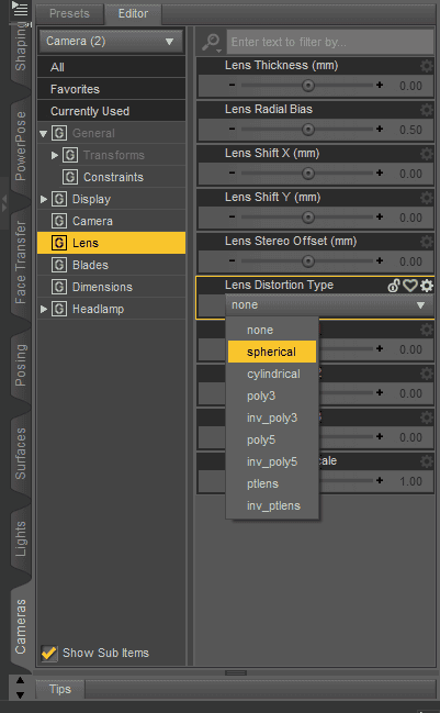 daz studio spherical lens for vr