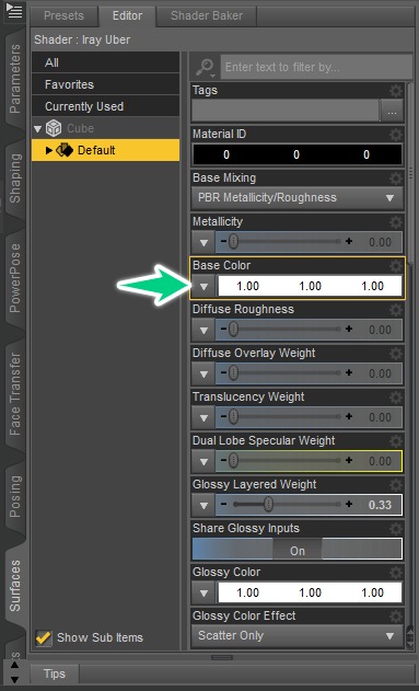 daz studio surface editor