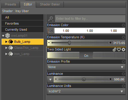 daz studio surface emision pane glow effect