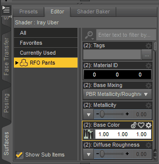 daz studio surface tab