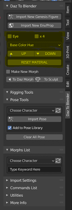 daz to blender bridge edit materials