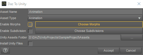 daz to unity bridge export animation