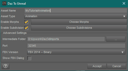 daz to unreal animation export