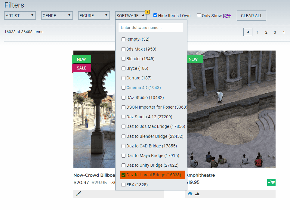 daz to unreal compatibility filter by software
