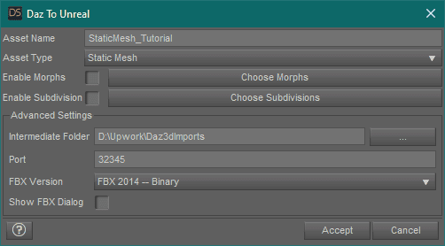 daz to unreal static mesh