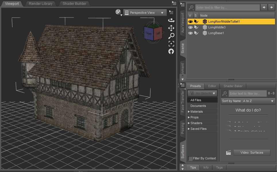 daz viewport showing environment medieval village 3d model