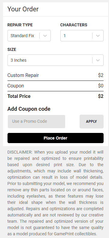 daz3d 3d print automatic optimization