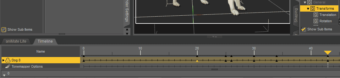daz3d animation timeline keyframes