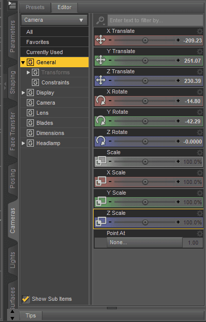 daz3d camera settings