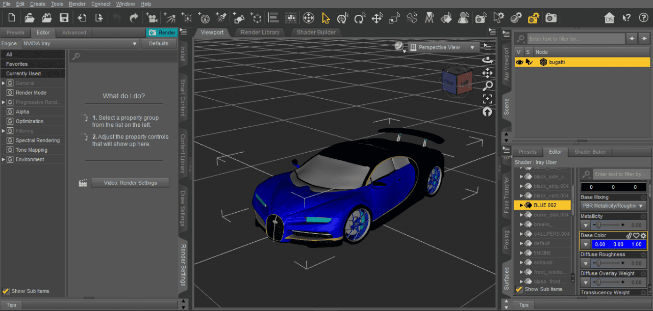 daz3d car model import viewport