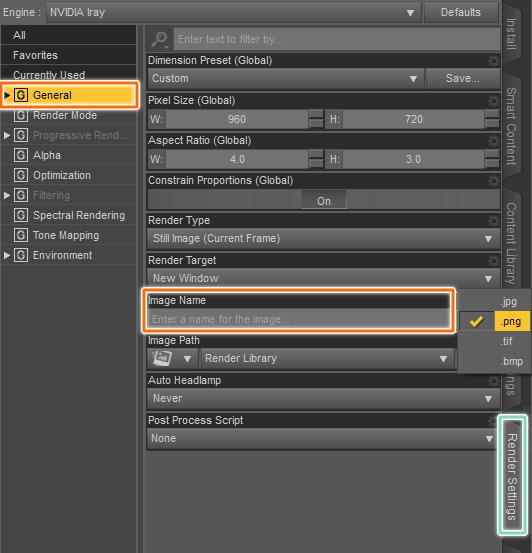 daz3d change file format settings