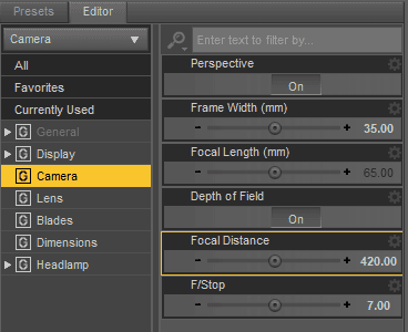 daz3d depth of field focal distance