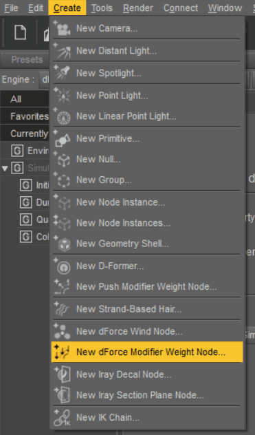 New dforce Modifier Weight Node