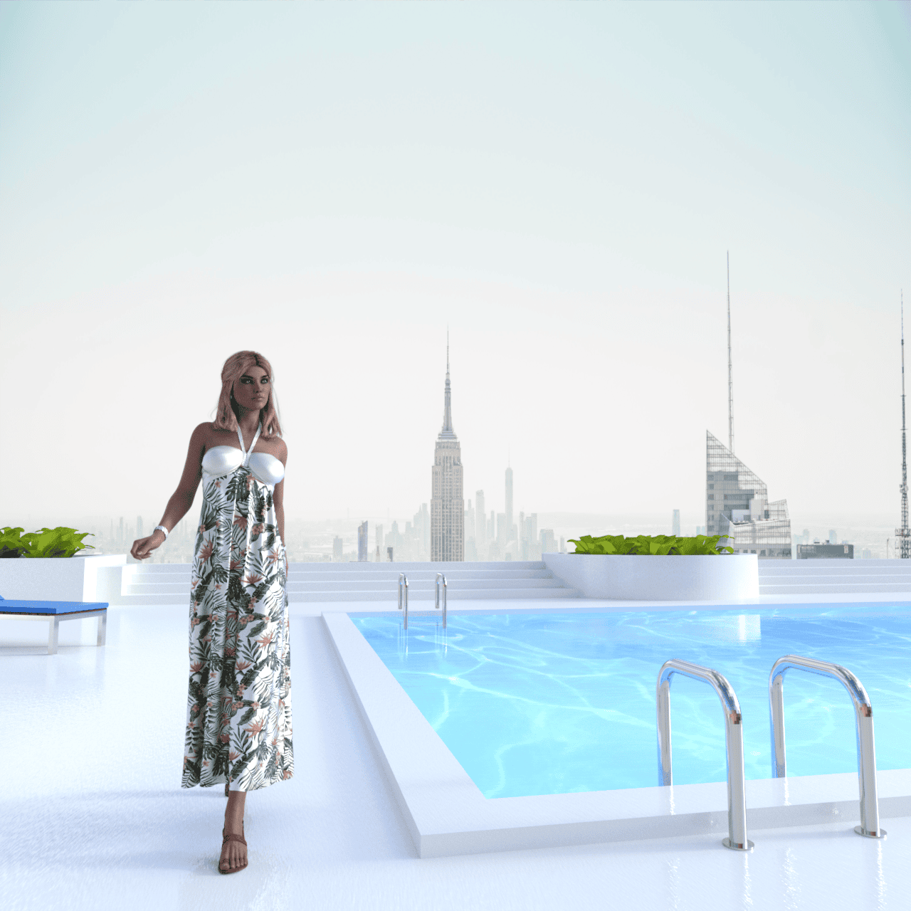 daz dforce dress with clothing simulation applied