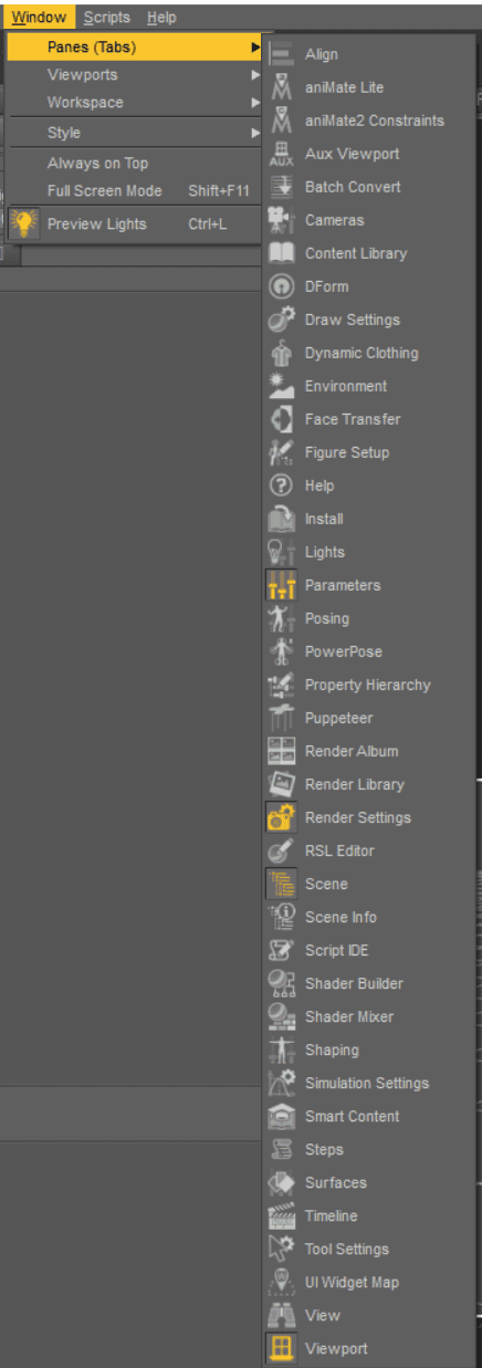 dforce panes inside daz studio