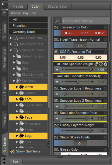 daz3d dual lobe specular weight