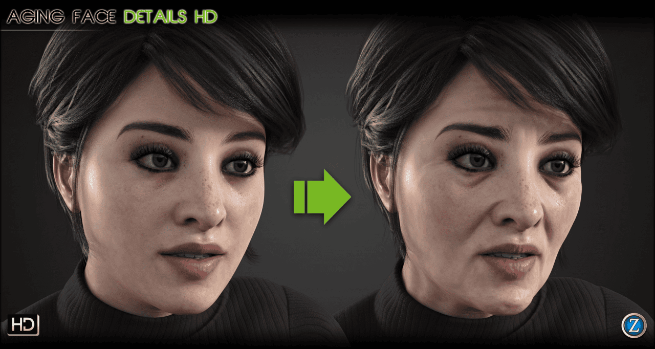 female face aging morph for daz studio