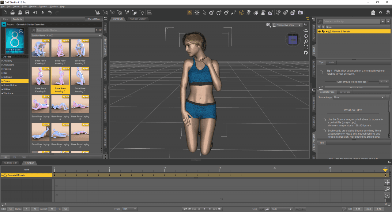 daz3d figure pose animation