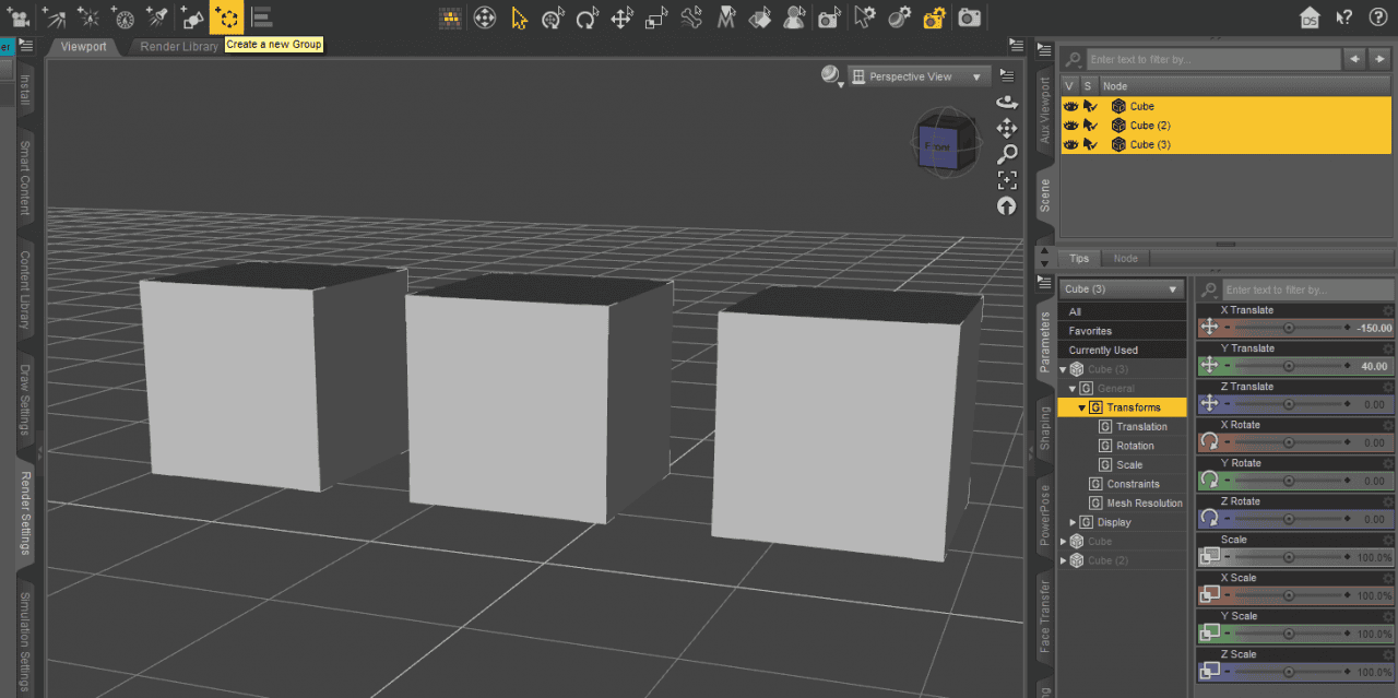 daz3d grouping objects