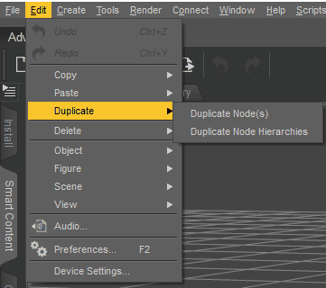 daz3d duplicate object menu in daz studio