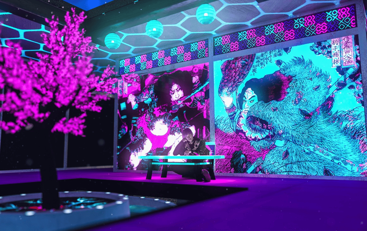 japanese cyber tree room 3d model