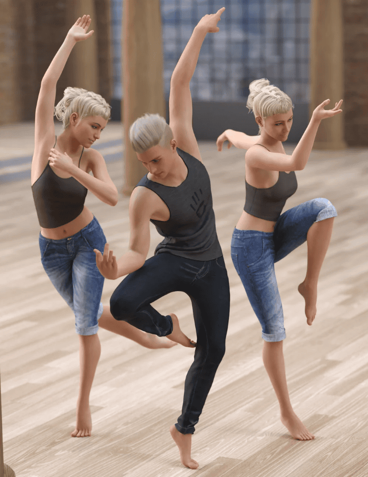 daz3d modern dance troupe poses for genesis 8