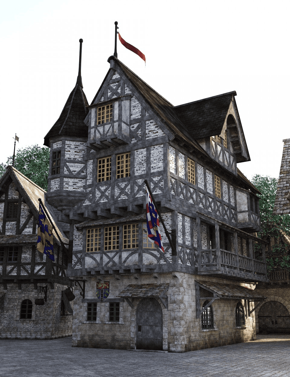 daz3d modular medieval village 3d environment
