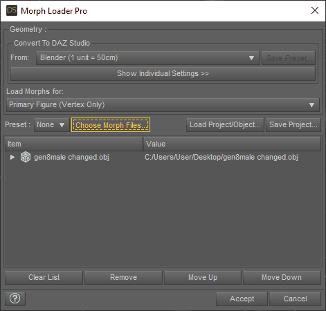 daz3d morph loader pro options