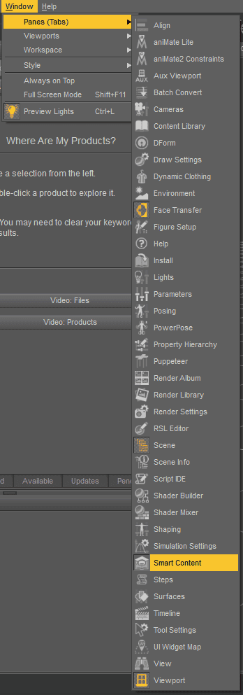 Daz Studio open any tab