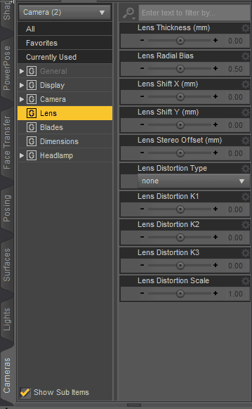 daz3d portrait camera settings