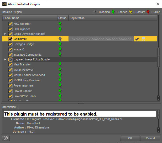 daz3d registrating plugin serial number